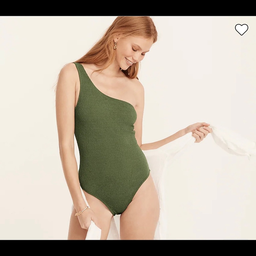 NWT J Crew Textured one-shoulder one-piece suit